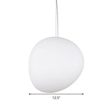 White Glass Oval Pendant Light - Simple Style Multiple Width Options 1 Hanging Lamp Kit