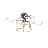 Gold - Black Square Semi - Flush Mount Modern Ceiling Light With 8 Bulbs In Warm/White