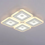 Modern Square Flushmount Acrylic Ceiling Light Fixture - 4 Heads White 19.5/23.5 Wide