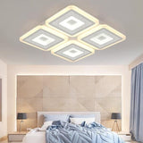 Modern Square Flushmount Acrylic Ceiling Light Fixture - 4 Heads White 19.5/23.5 Wide