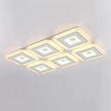 Contemporary Rectangular Ceiling Light With 6 White Bulbs - Perfect For The Living Room