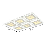 Contemporary Rectangular Ceiling Light With 6 White Bulbs - Perfect For The Living Room