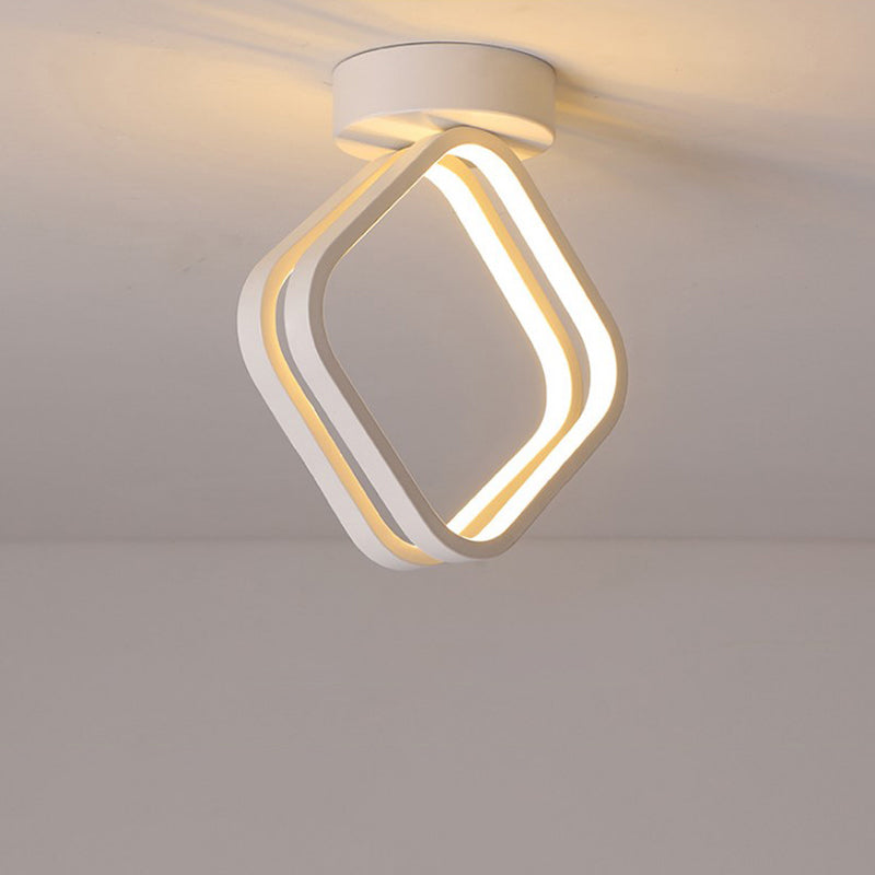 Minimalist Black/White Led Ceiling Light - Acrylic Rhombus Flush Mount Lighting With Warm/White/3