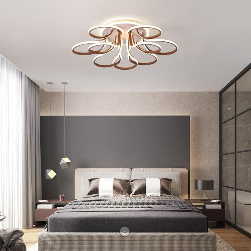 Modern Acrylic Flush Mount Ceiling Light Fixture - Bend Design 9/12 Heads Brown 38.5’/46.5’