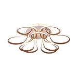 Modern Acrylic Flush Mount Ceiling Light Fixture - Bend Design 9/12 Heads Brown 38.5/46.5 Wide
