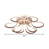 Modern Acrylic Flush Mount Ceiling Light Fixture - Bend Design 9/12 Heads Brown 38.5/46.5 Wide