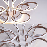 Modern Acrylic Flush Mount Ceiling Light Fixture - Bend Design 9/12 Heads Brown 38.5/46.5 Wide