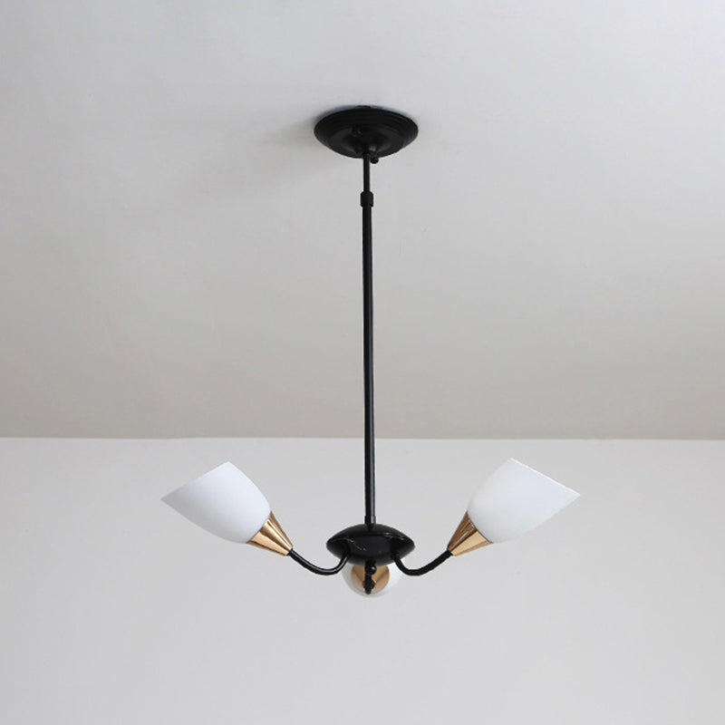 Modern Beveled Glass Chandelier With Starburst Design - Black Hanging Ceiling Light (3/6/8 Heads)