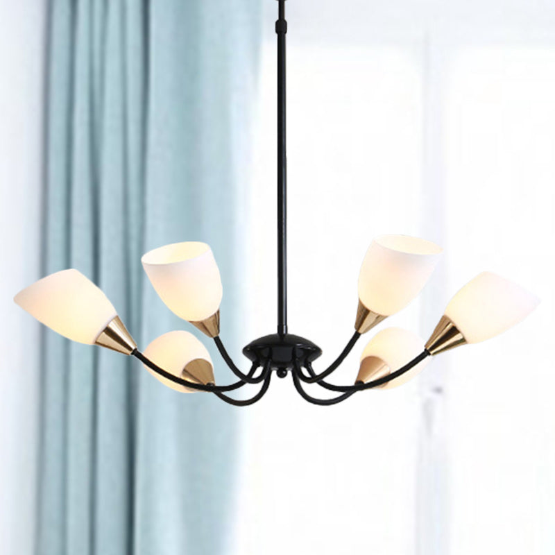 Modern Beveled Glass Chandelier With Starburst Design - Black Hanging Ceiling Light (3/6/8 Heads) 6