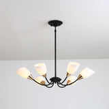 Modern Beveled Glass Chandelier With Starburst Design - Black Hanging Ceiling Light (3/6/8 Heads)