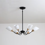 Modern Beveled Glass Chandelier With Starburst Design - Black Hanging Ceiling Light (3/6/8 Heads)