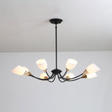 Modern Beveled Glass Chandelier With Starburst Design - Black Hanging Ceiling Light (3/6/8 Heads)