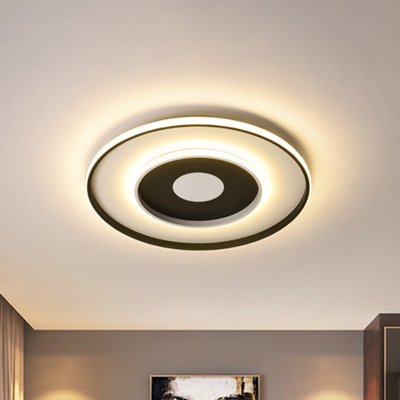 Modern Black Acrylic Circle Ceiling Light Fixture - 18/23.5 Wide Flush Mount With Warm/White/3 Color