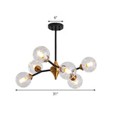 Nordic Bubble Hanging Lamp Kit - Clear/Amber/Smoke Gray 6/10 Head Chandelier For Dining Room