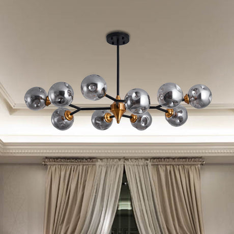 Nordic Bubble Hanging Lamp Kit - Clear/Amber/Smoke Gray 6/10 Head Chandelier For Dining Room