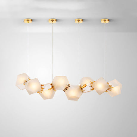 Postmodern Geometric Frosted Glass Chandelier - Gold Hanging Lamp Kit (6/8/10 Heads)