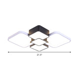 Modern Square Flush Mount Led Ceiling Light In Black With Warm/White 18/21.5 Wide