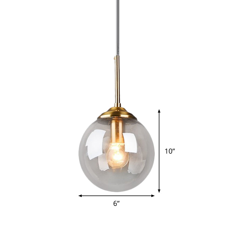 Globe Pendant Light Fixture With Amber Clear & Smoke Gray Glass For Bedroom