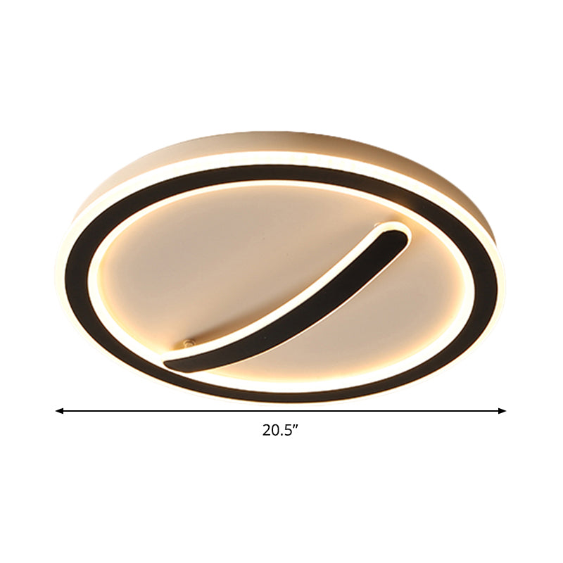 Contemporary Circular Ceiling Mount Light - 18/20.5 Wide Acrylic Gold/Black & White Led Flush
