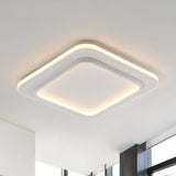 Minimalist White Square Flush Mount Led Ceiling Light Fixture - 18/21.5 Acrylic With Warm/White