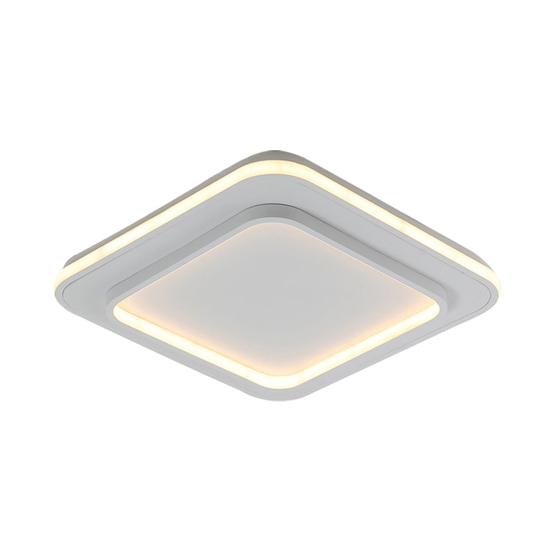 Minimalist White Square Flush Mount Led Ceiling Light Fixture - 18/21.5 Acrylic With Warm/White