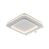 Minimalist White Square Flush Mount Led Ceiling Light Fixture - 18/21.5 Acrylic With Warm/White