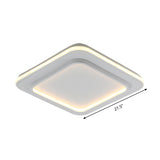 Minimalist White Square Flush Mount Led Ceiling Light Fixture - 18’/21.5’ Acrylic With Warm/White