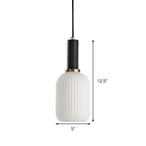 Macaron Black/Pink/Blue Pendant Dining Room Light With White Glass Shade - 5/8/12 Wide