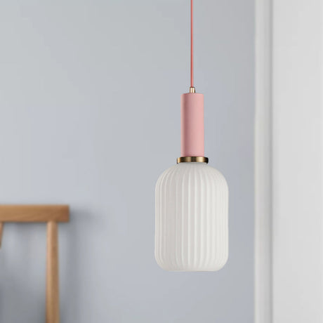 Macaron Black/Pink/Blue Pendant Dining Room Light With White Glass Shade - 5/8/12 Wide