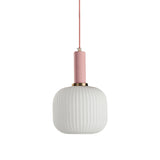 Macaron Black/Pink/Blue Pendant Dining Room Light With White Glass Shade - 5/8/12 Wide