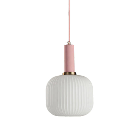 Macaron Black/Pink/Blue Pendant Dining Room Light With White Glass Shade - 5/8/12 Wide
