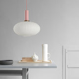Macaron Black/Pink/Blue Pendant Dining Room Light With White Glass Shade - 5/8/12 Wide