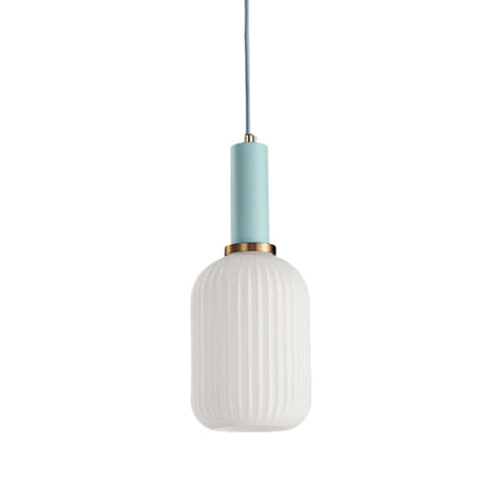 Macaron Black/Pink/Blue Pendant Dining Room Light With White Glass Shade - 5/8/12 Wide