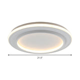 Simple Style White Disk Flush Mount Led Ceiling Light In Warm/White - 18/21.5 Wide