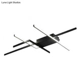 29.5’/43’ Wide Black Crossed Line Ceiling Flush Mount Led Light In Warm/White Light