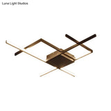 29.5’/43’ Wide Black Crossed Line Ceiling Flush Mount Led Light In Warm/White Light