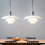 Modernist White Glass 3-Tier Suspension Light With 1 Bulb Hanging Lamp Perfect For Living Room