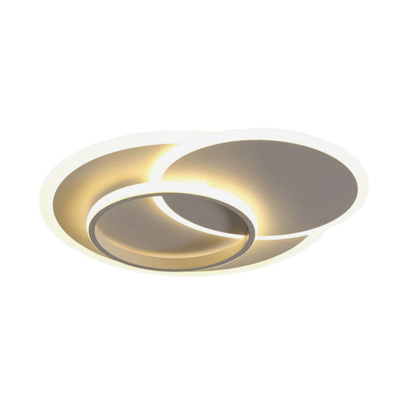 Modern Flush Mount Led Ceiling Lamp For Bedrooms - 19/23 Wide Stepless Dimming Remote Control White