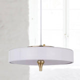 Modern Drum Chandelier - Light Blue/White/Black Metal 3-Light Dining Room Hanging Fixture White