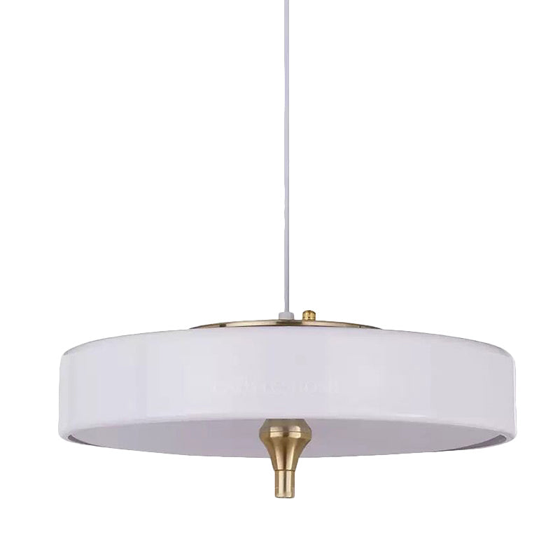 Modern Drum Chandelier - Light Blue/White/Black Metal 3-Light Dining Room Hanging Fixture