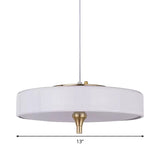 Modern Drum Chandelier - Light Blue/White/Black Metal 3-Light Dining Room Hanging Fixture