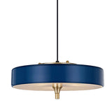 Modern Drum Chandelier - Light Blue/White/Black Metal 3-Light Dining Room Hanging Fixture