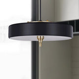 Modern Drum Chandelier - Light Blue/White/Black Metal 3-Light Dining Room Hanging Fixture