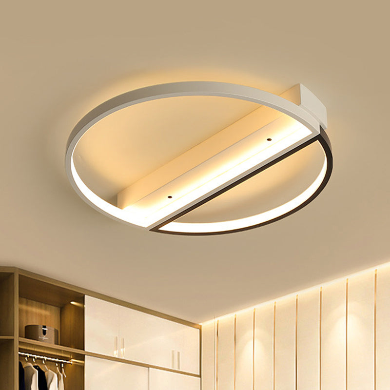 Minimalist Acrylic Led Ceiling Light - Flush Mount Ring Design Black-White / 17 Warm