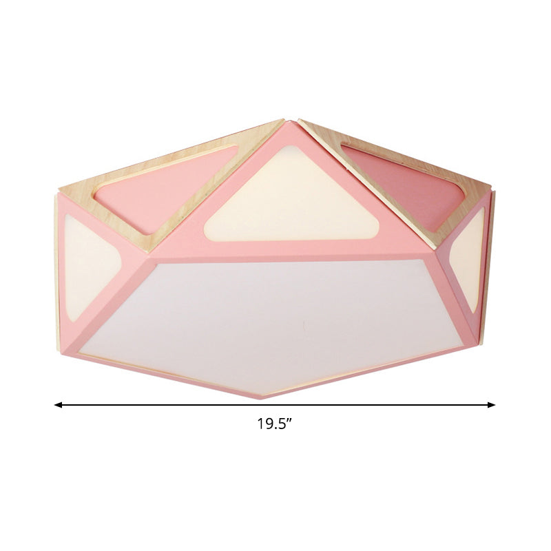 Modern Geometric Flush Light: Acrylic White/Pink/Yellow Led Ceiling Fixture Warm/White Light 16/19.5