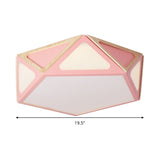Modern Geometric Flush Light: Acrylic White/Pink/Yellow Led Ceiling Fixture Warm/White Light 16/19.5