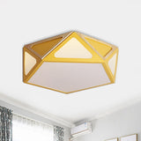 Modern Geometric Flush Light: Acrylic White/Pink/Yellow Led Ceiling Fixture Warm/White Light 16/19.5