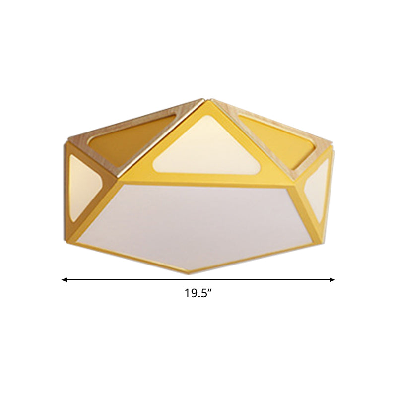 Modern Geometric Flush Light: Acrylic White/Pink/Yellow Led Ceiling Fixture Warm/White Light 16/19.5