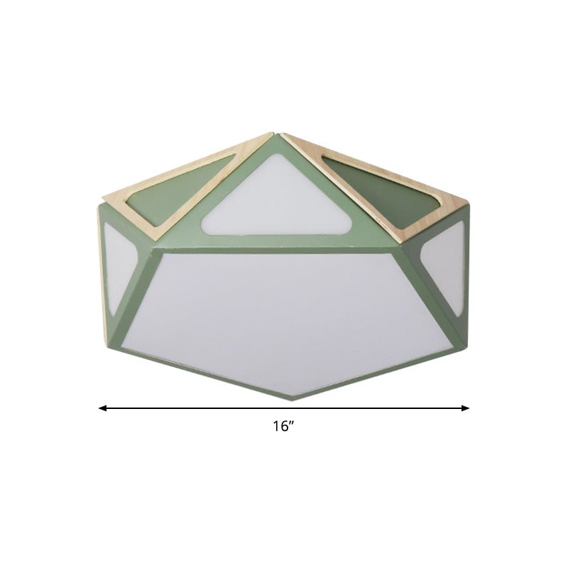 Modern Geometric Flush Light: Acrylic White/Pink/Yellow Led Ceiling Fixture Warm/White Light 16/19.5