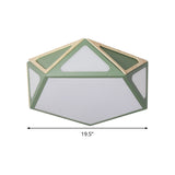 Modern Geometric Flush Light: Acrylic White/Pink/Yellow Led Ceiling Fixture Warm/White Light 16/19.5